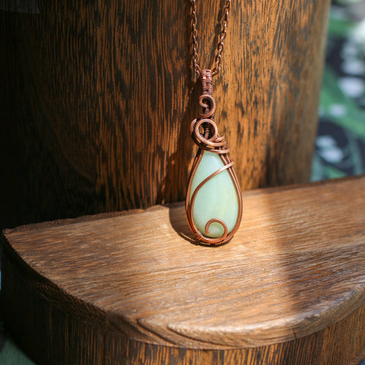 Light Amazonite & Aged Copper Necklace