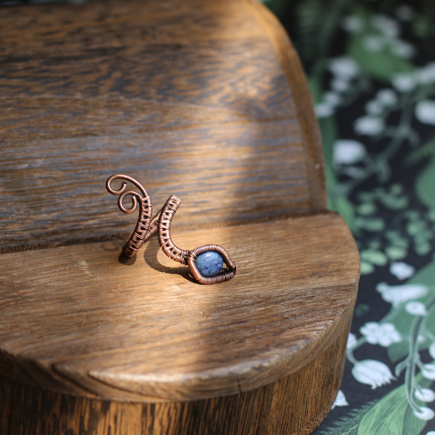 Lapis Lazuli Adjustable Snake Coil Ring (5 1/2 - 9 )