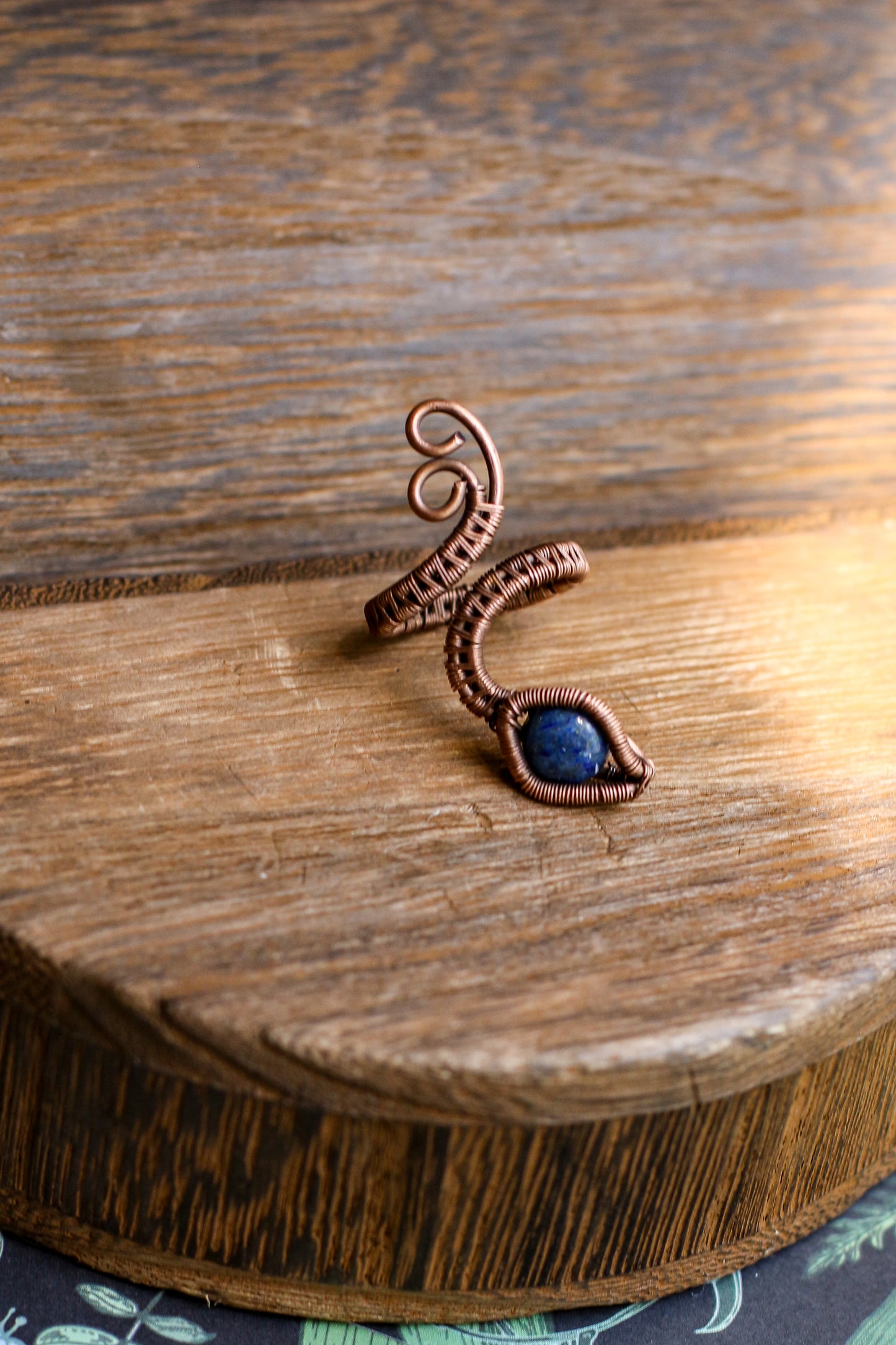 Lapis Lazuli Adjustable Snake Coil Ring (5 1/2 - 9 )