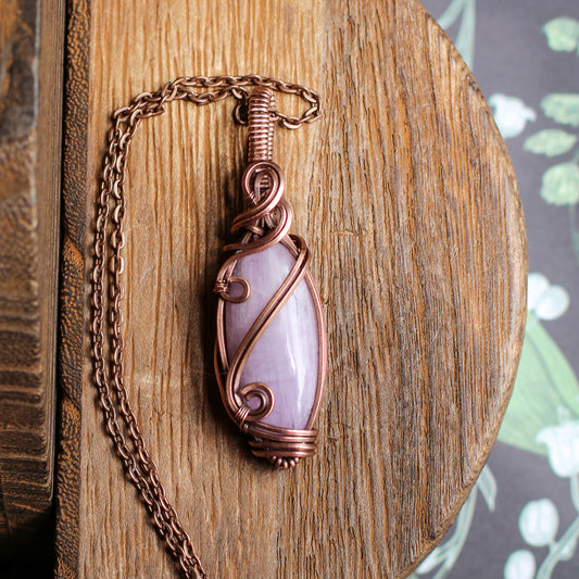 Kunzite & Aged Copper Necklace