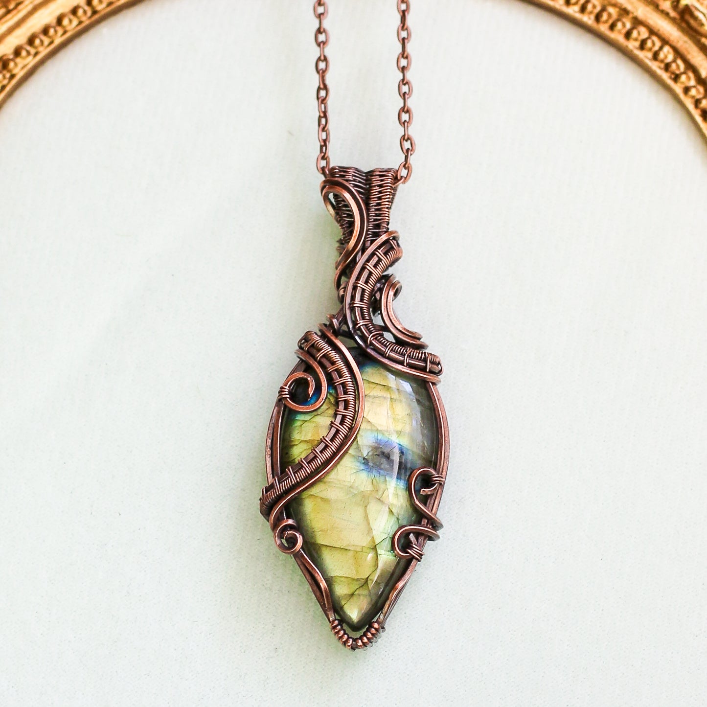 Flashy Labradorite & Aged Copper Necklace