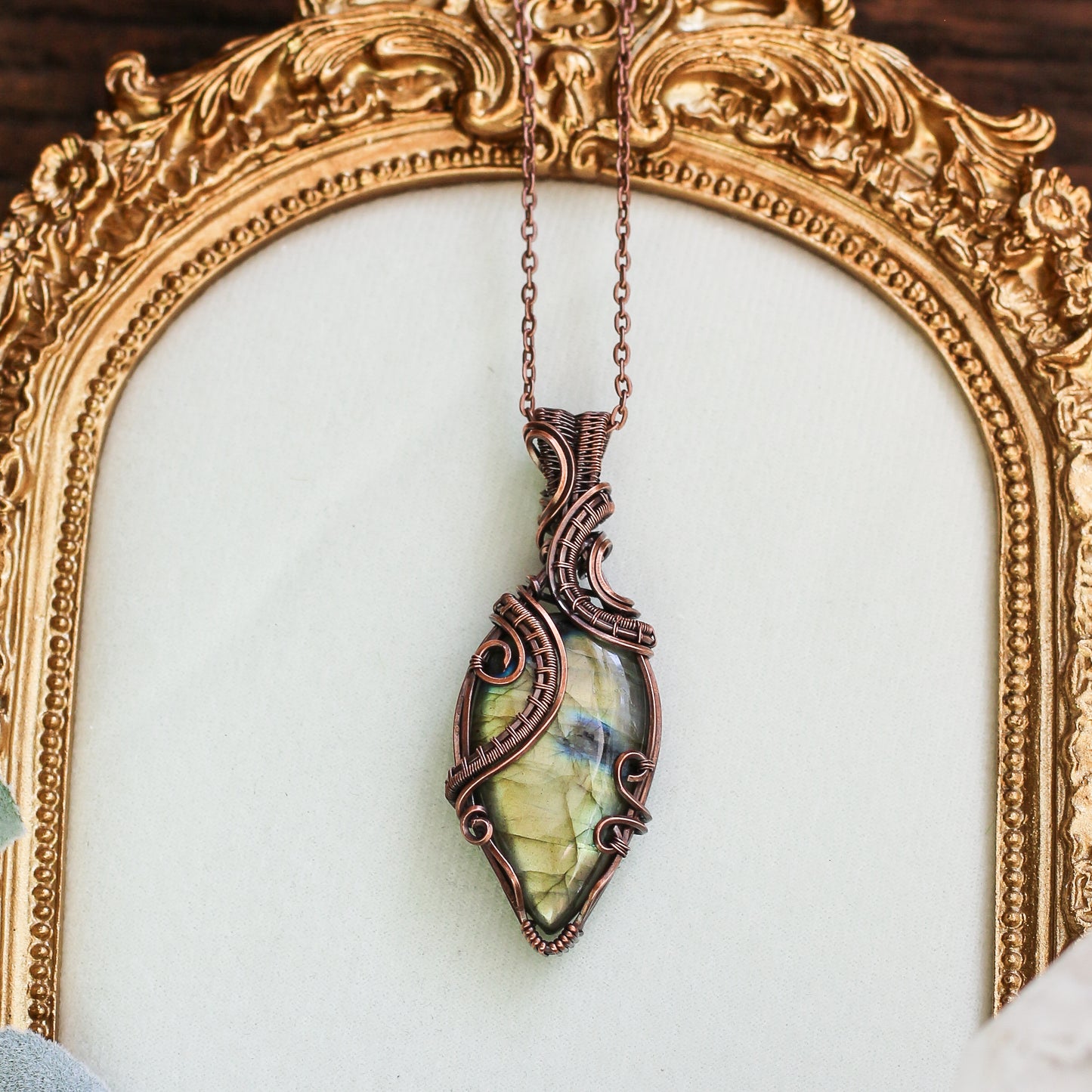 Flashy Labradorite & Aged Copper Necklace