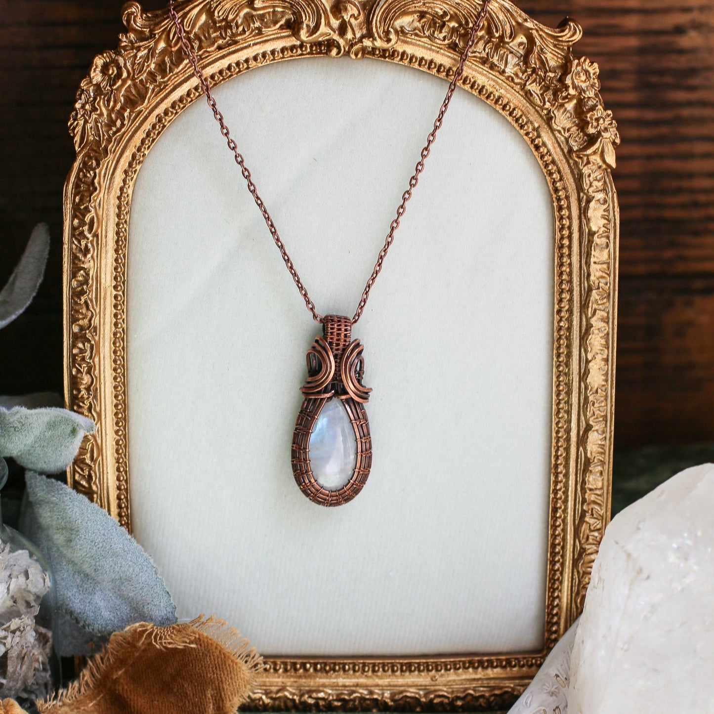 Moonstone & Aged Copper Statement Necklace