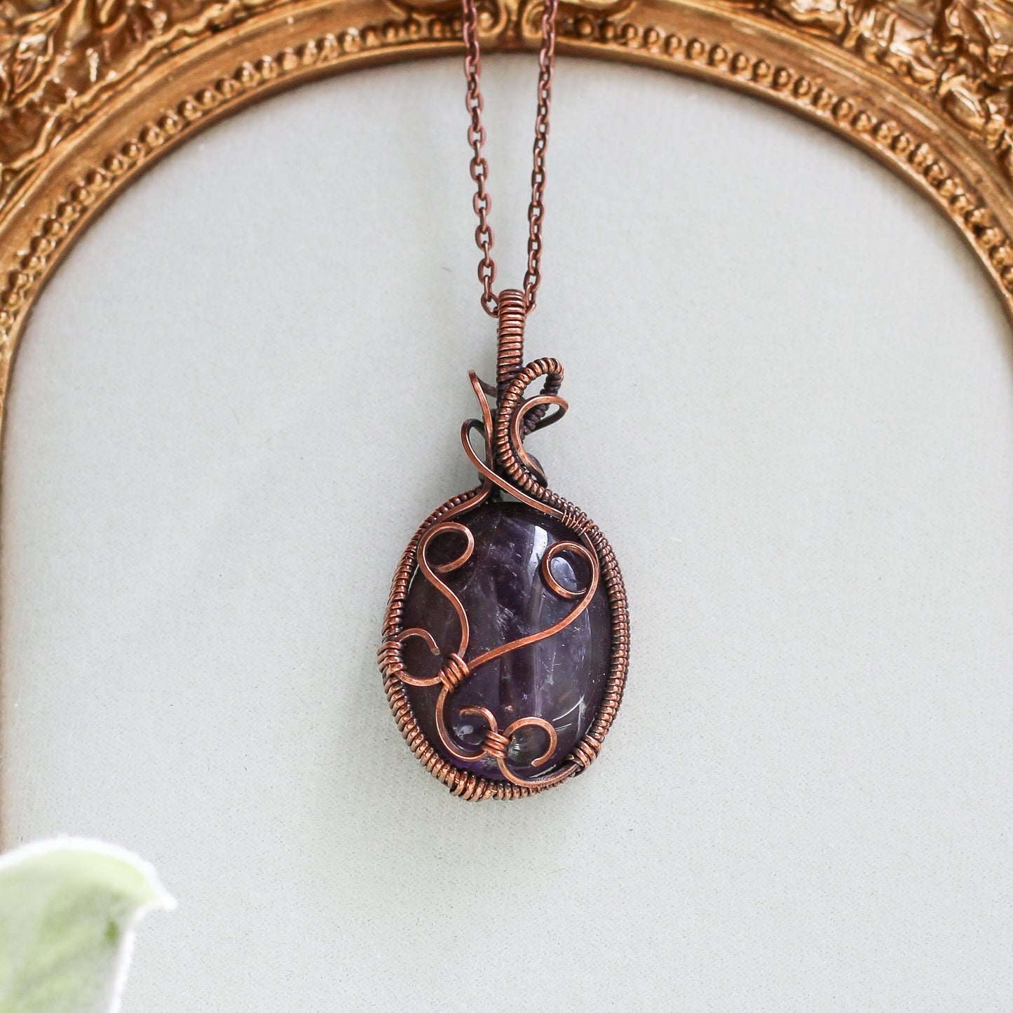 Dark Amethyst & Aged Copper Necklace