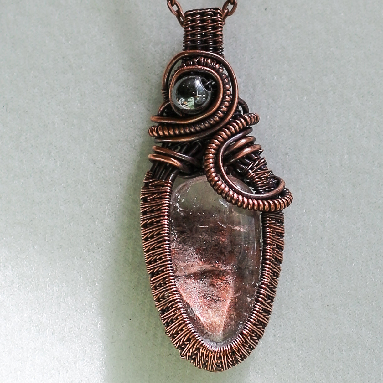 Garden Quartz & Hematite Necklace with Aged Copper
