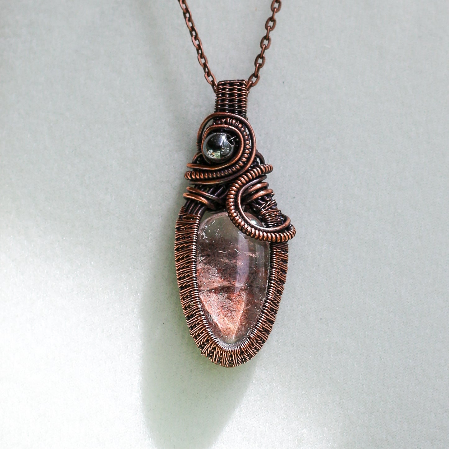 Garden Quartz & Hematite Necklace with Aged Copper