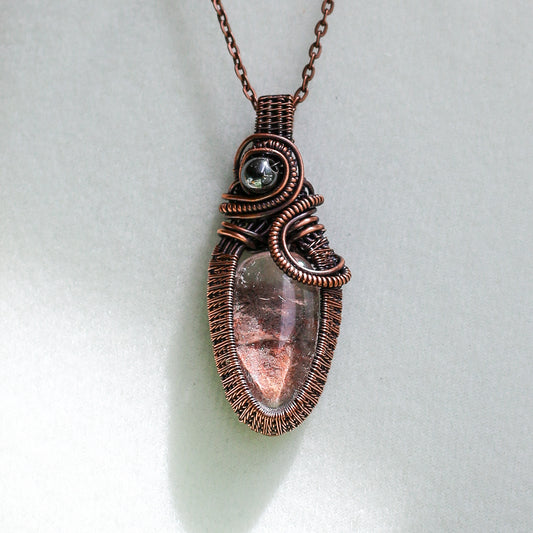 Garden Quartz & Hematite Necklace with Aged Copper