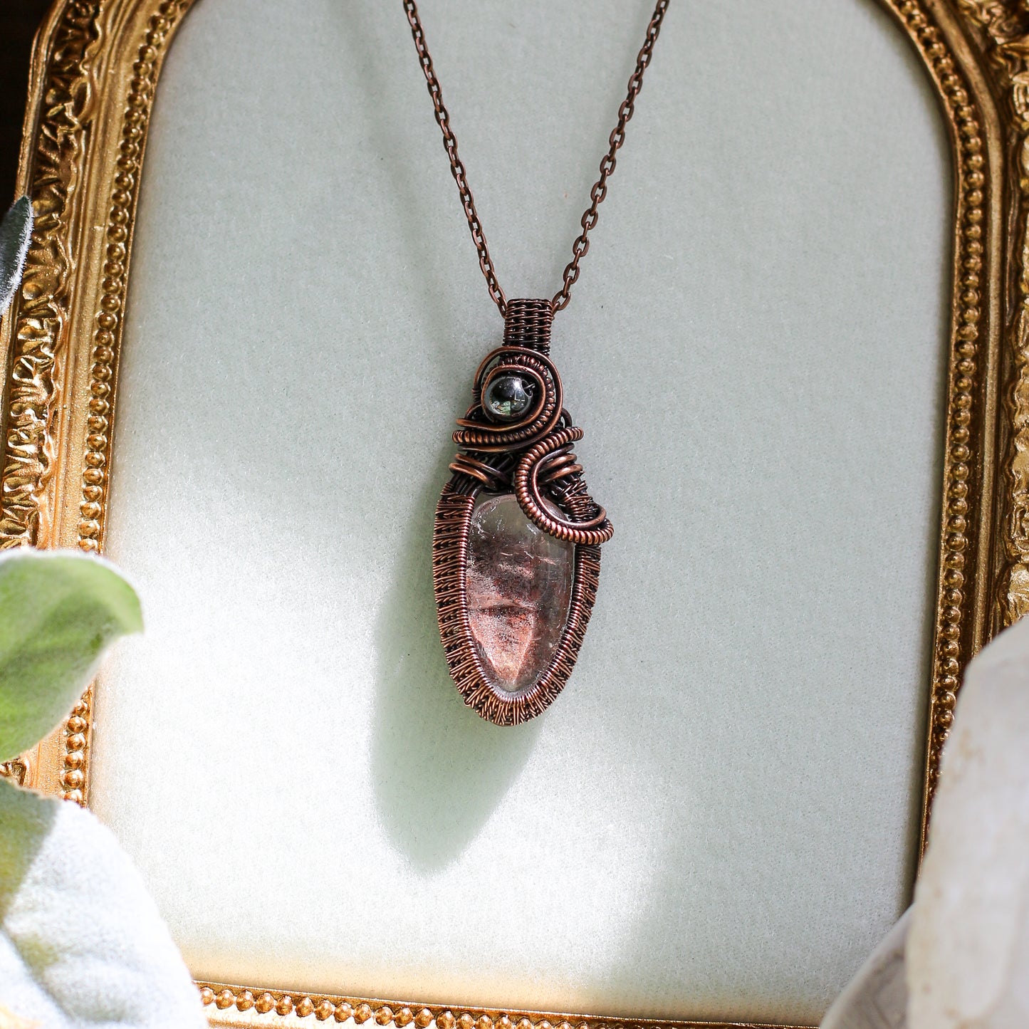 Garden Quartz & Hematite Necklace with Aged Copper