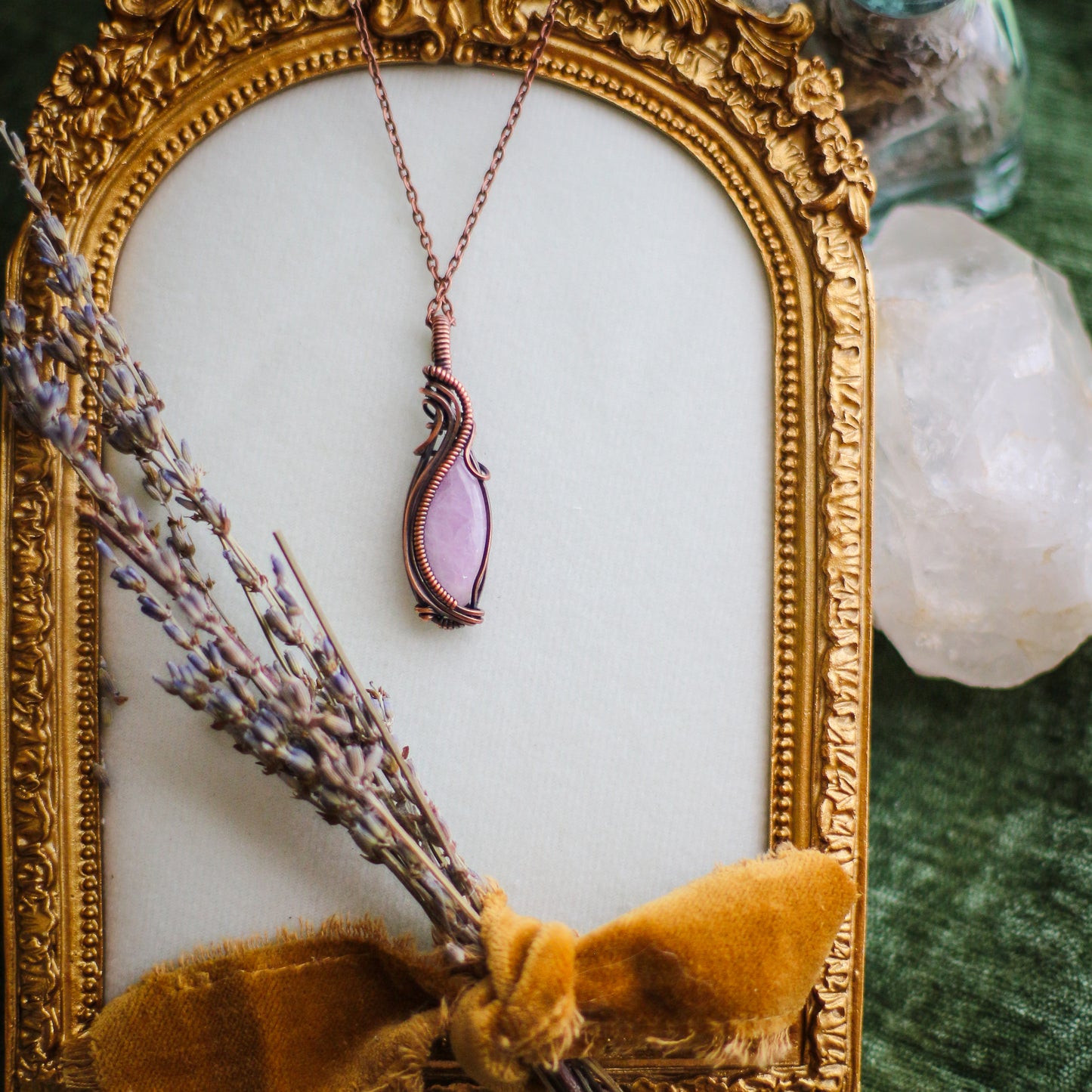 Kunzite & Aged Copper Necklace