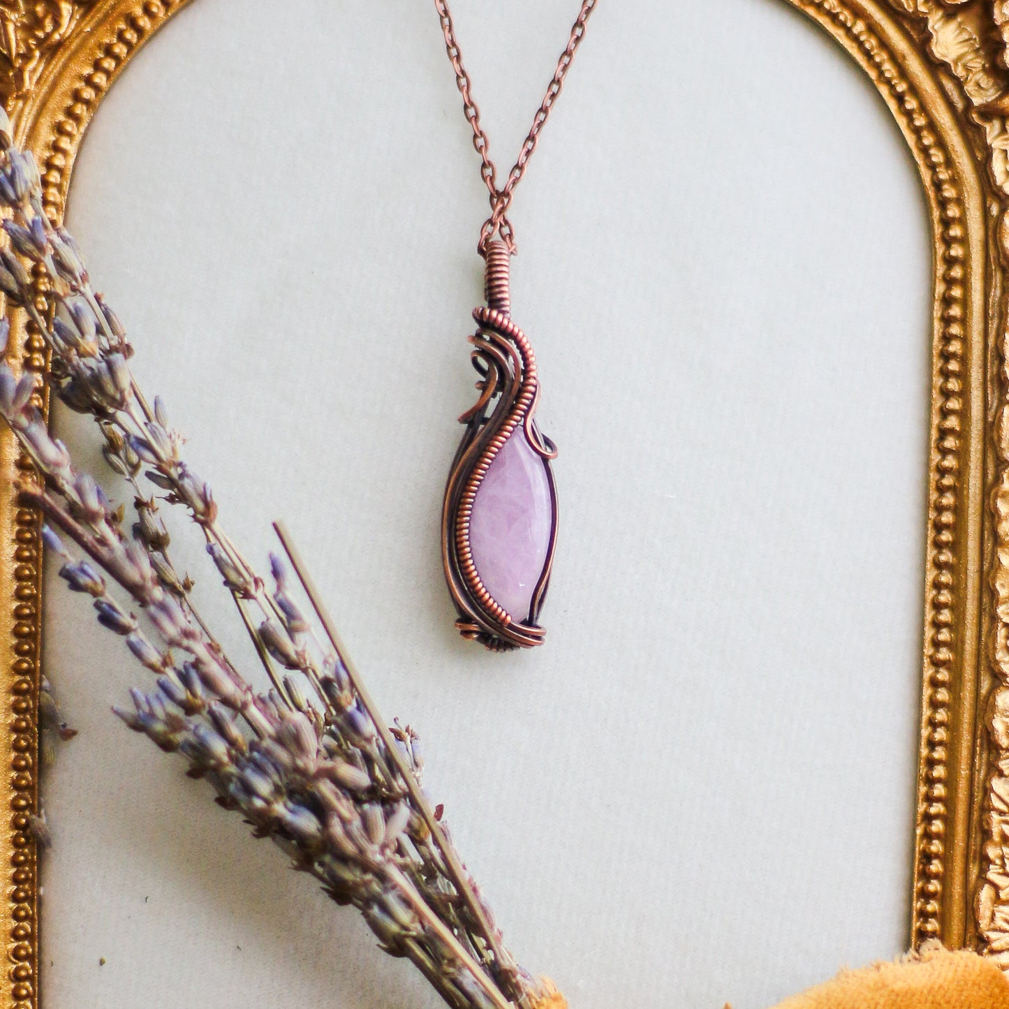 Kunzite & Aged Copper Necklace