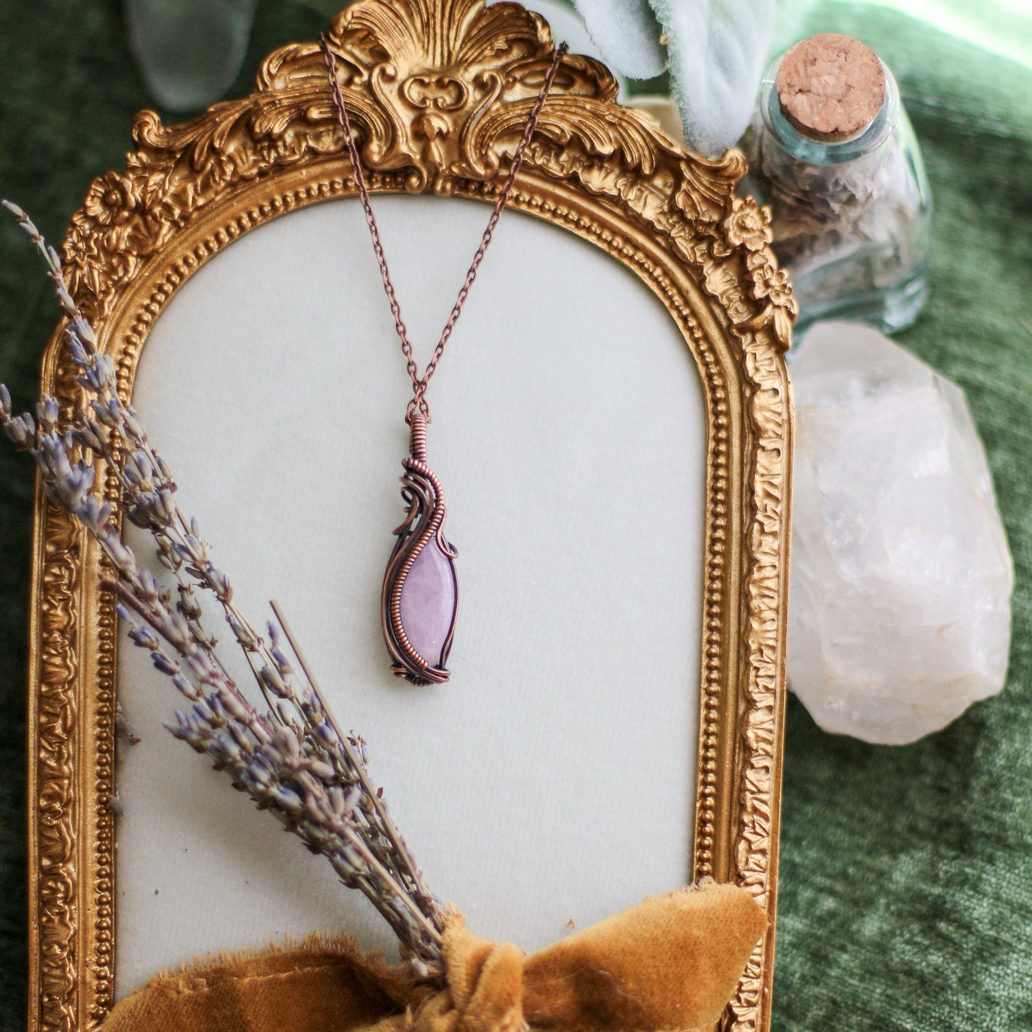 Kunzite & Aged Copper Necklace