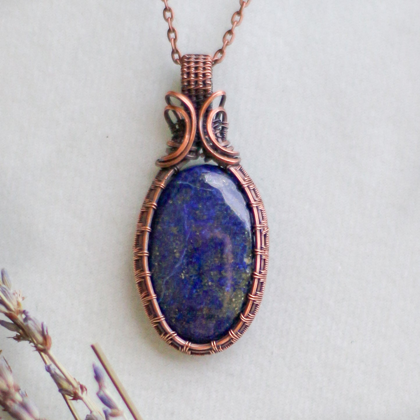 Lapis Lazuli & Aged Copper Oval Necklace