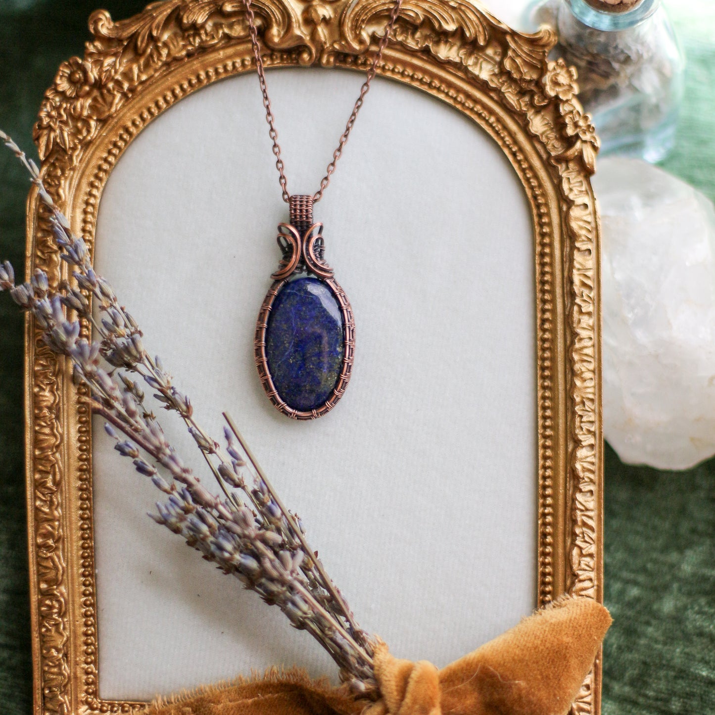 Lapis Lazuli & Aged Copper Oval Necklace