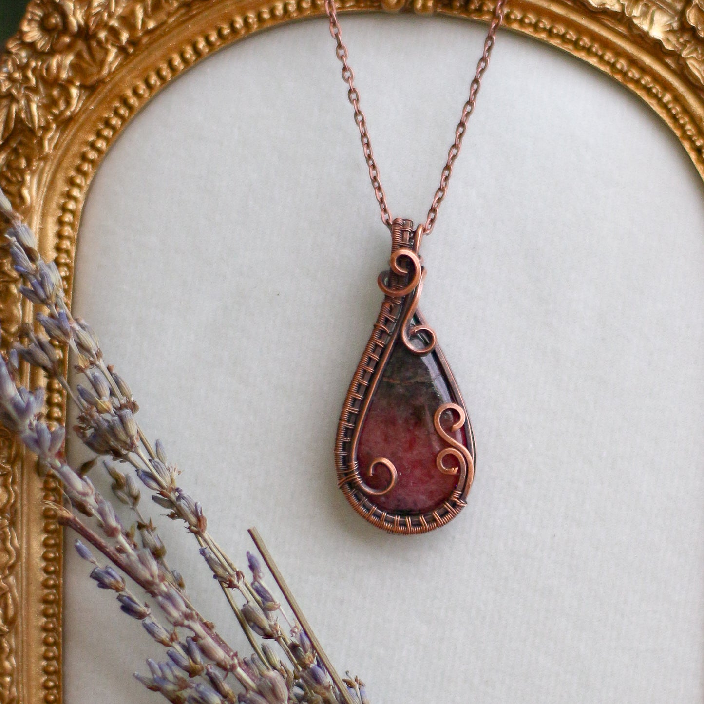 Rhodonite & Aged Copper Statement Necklace