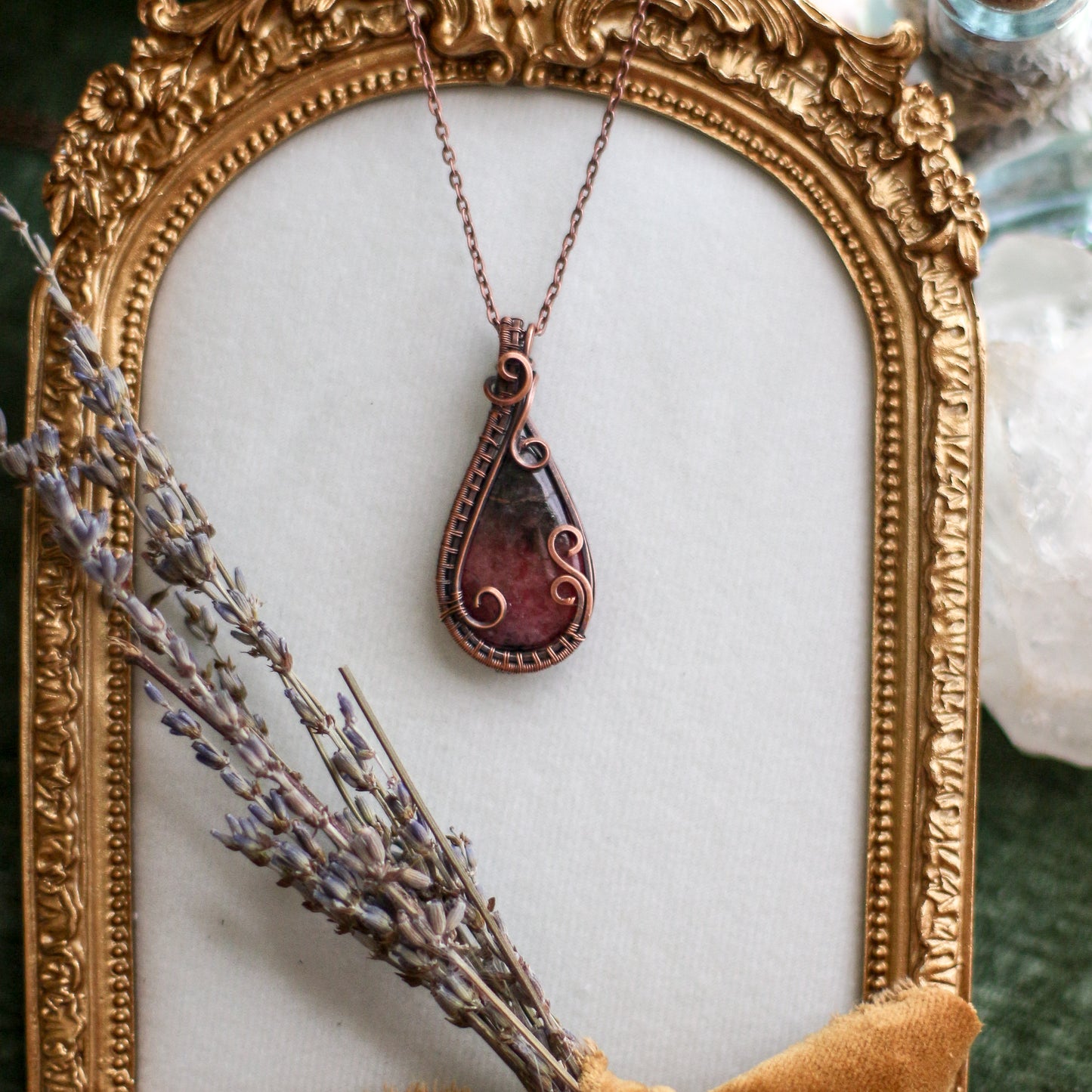 Rhodonite & Aged Copper Statement Necklace