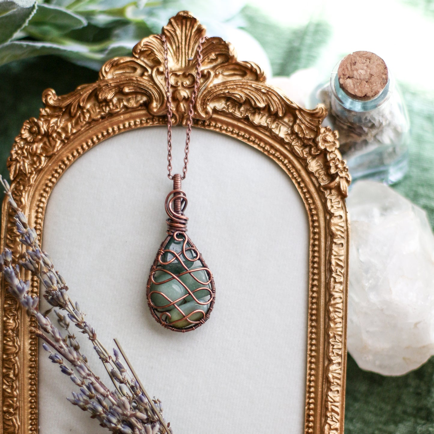 Green Aventurine & Aged Copper Necklace