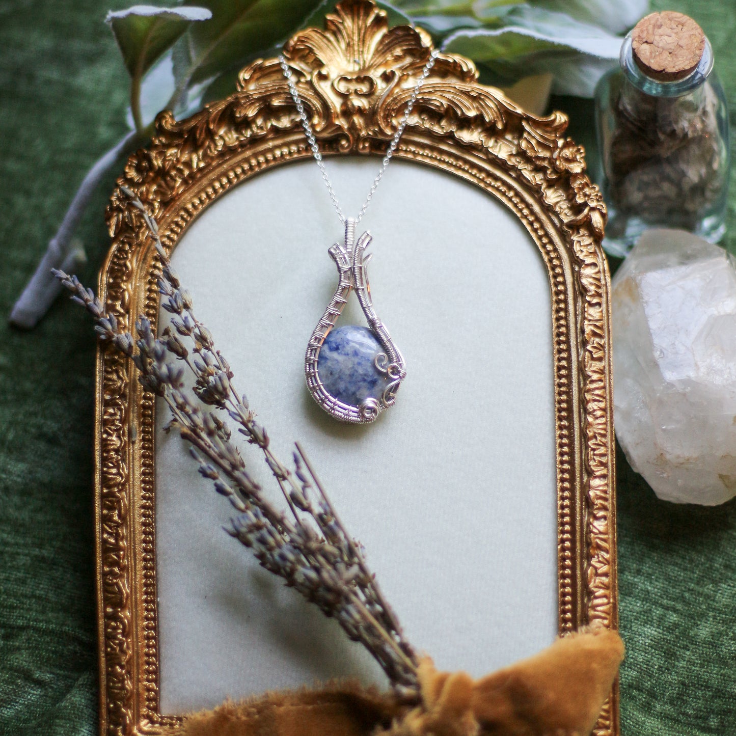 Large Sodalite & Genuine Sterling Silver Necklace