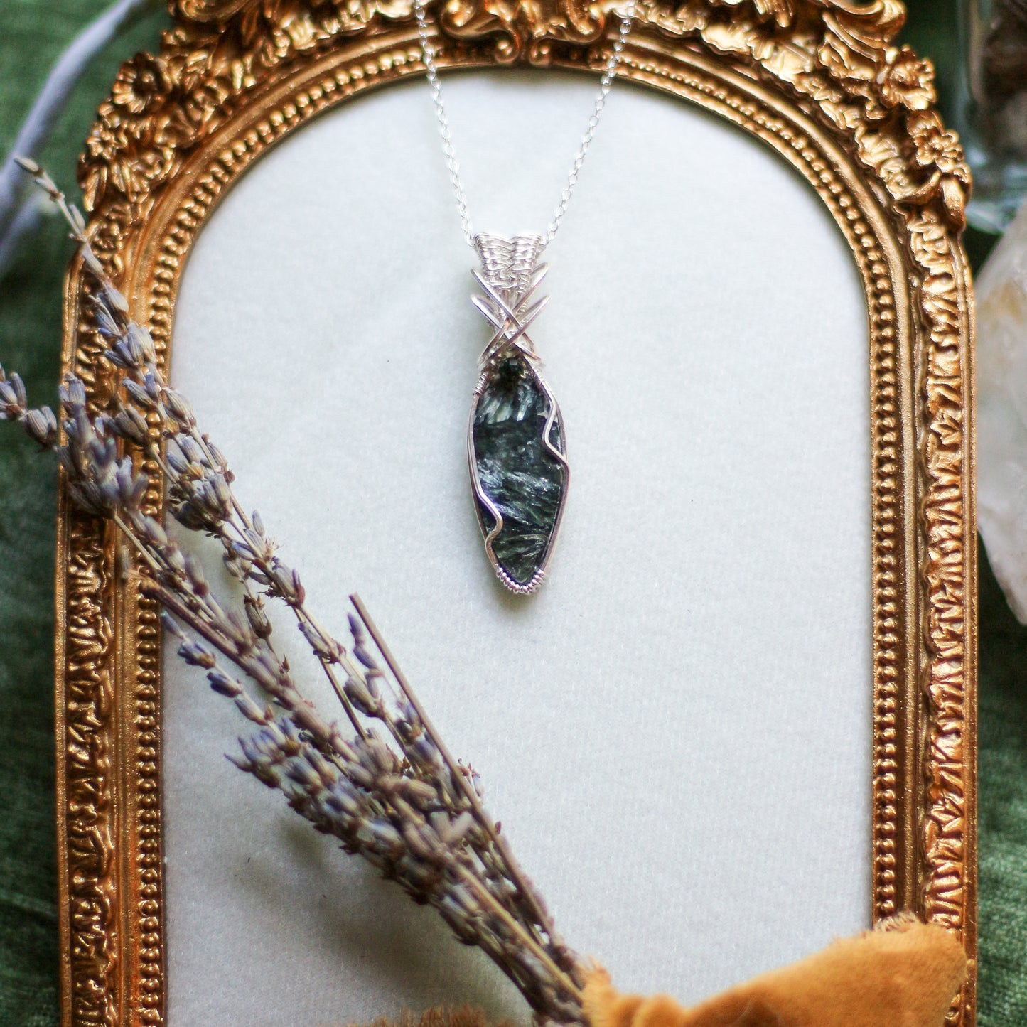 RARE Seraphinite & Genuine Sterling Silver Necklace