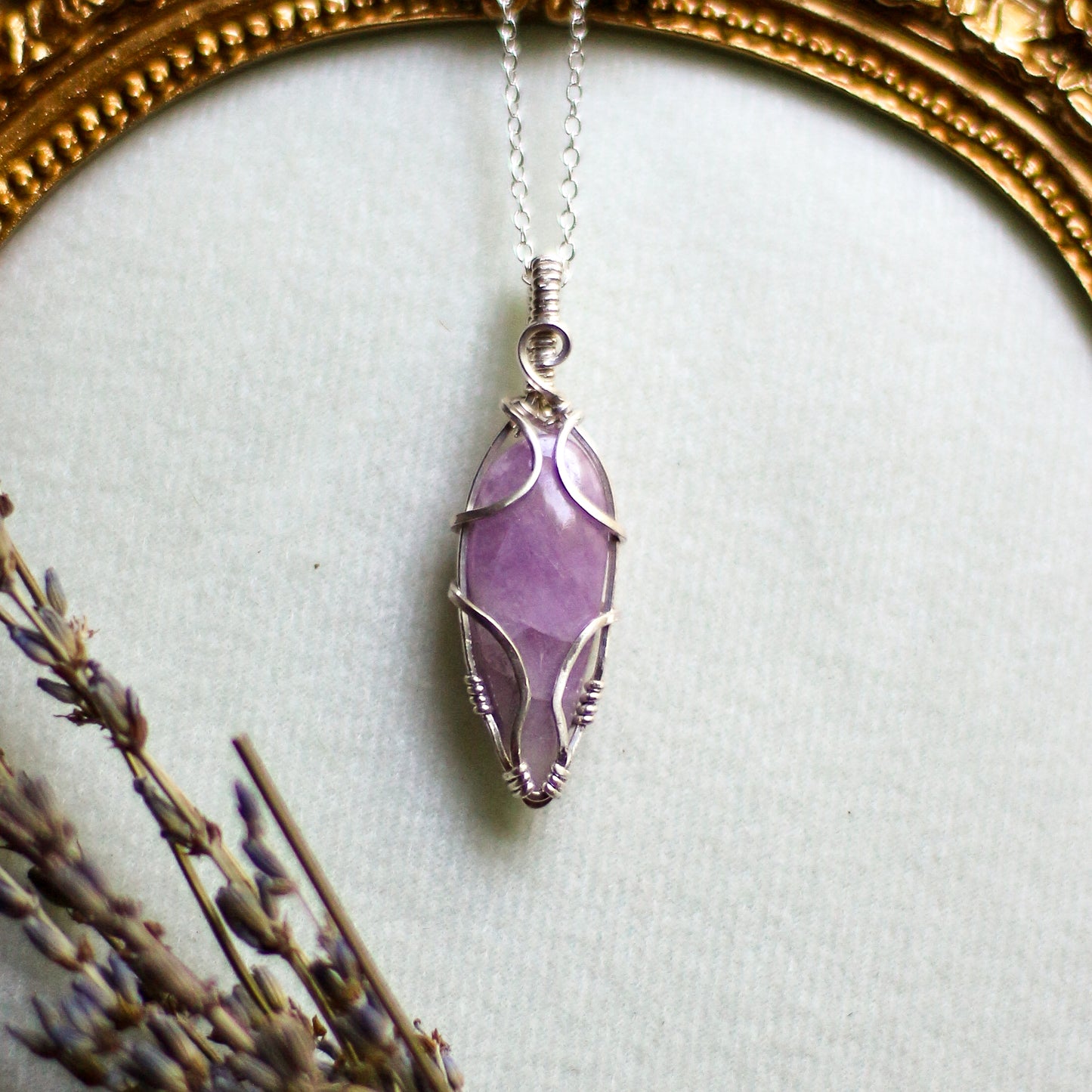Kunzite & Genuine Sterling Silver Necklace