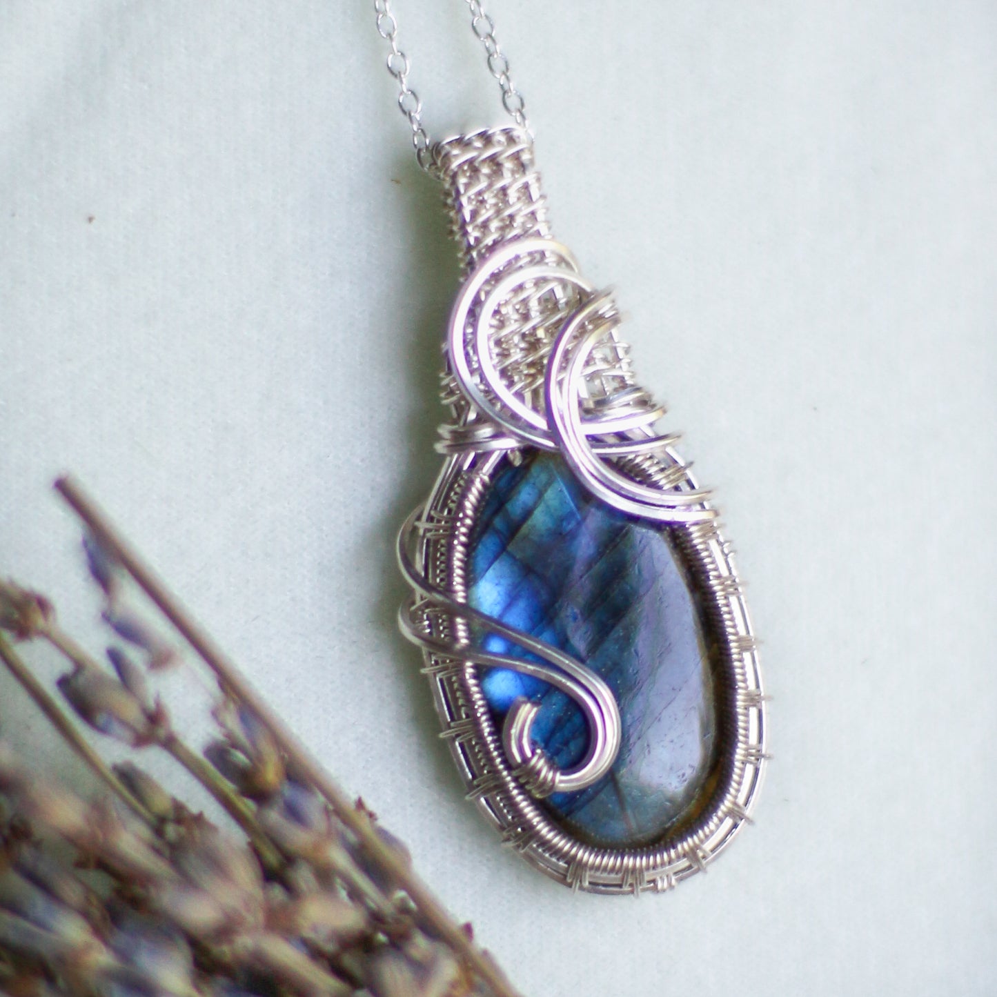 Flashy Labradorite & Genuine Sterling Silver Necklace