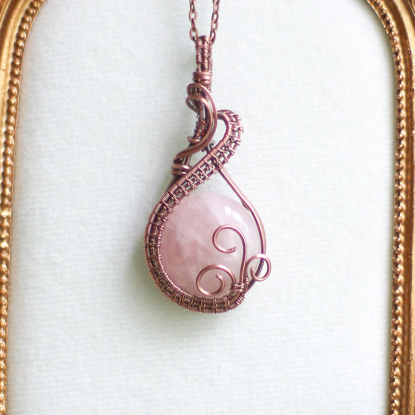 Rose Quartz & Aged Copper Necklace