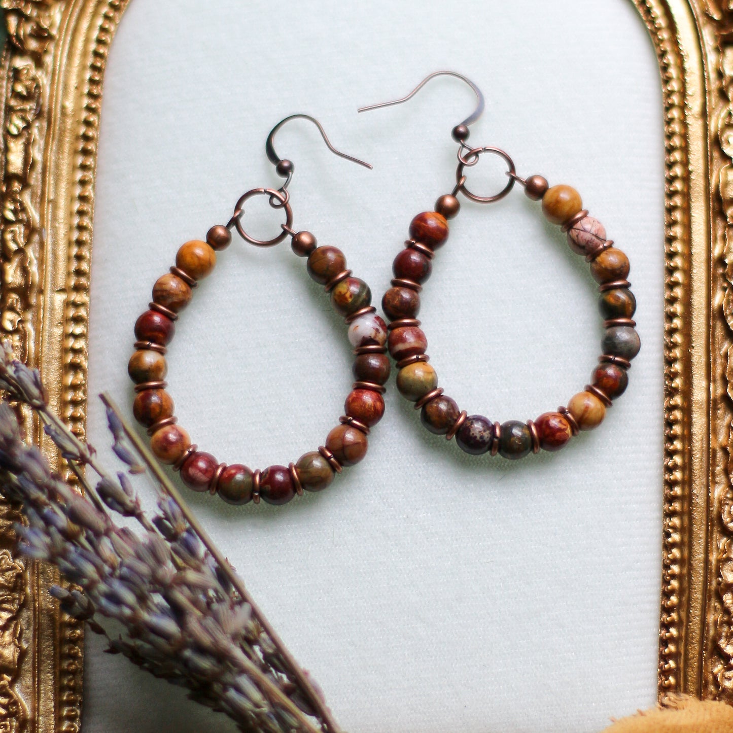 Large Full Jasper Dangle Earrings