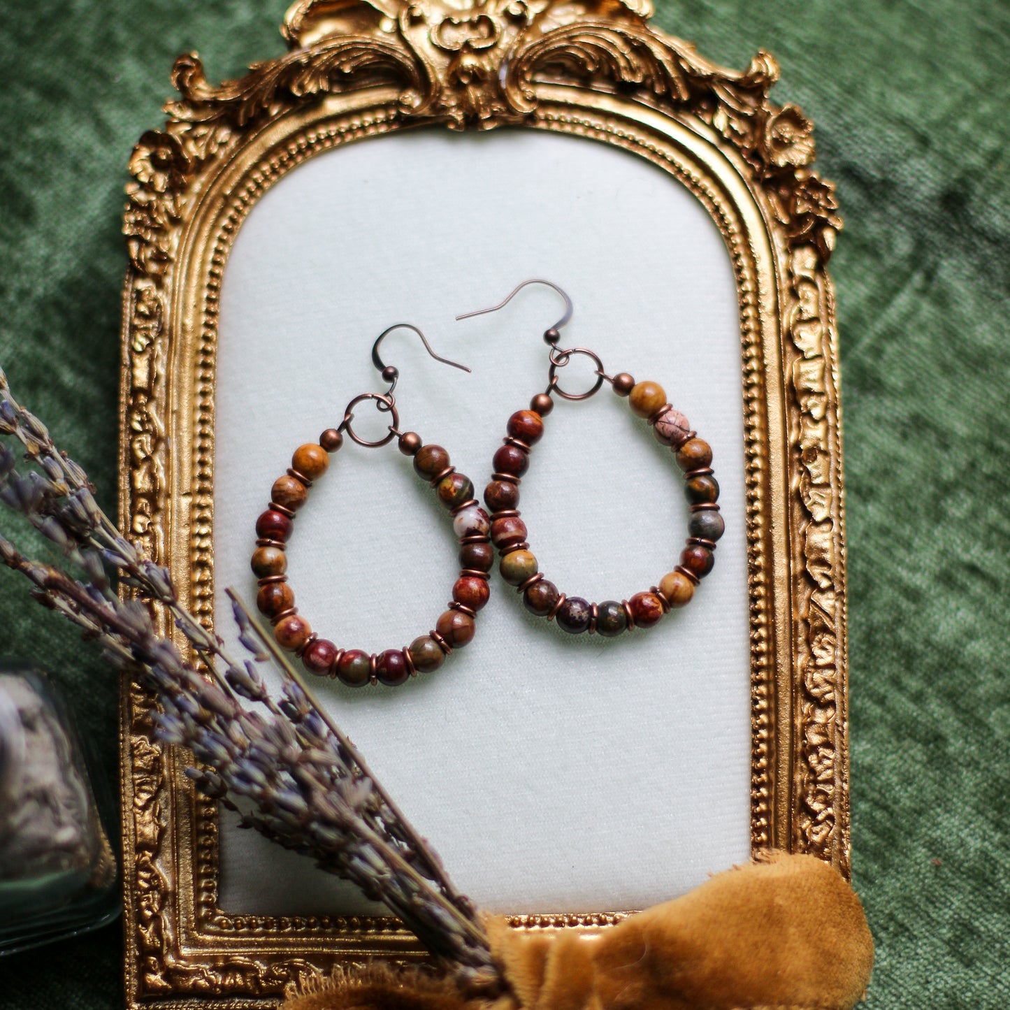 Large Full Jasper Dangle Earrings