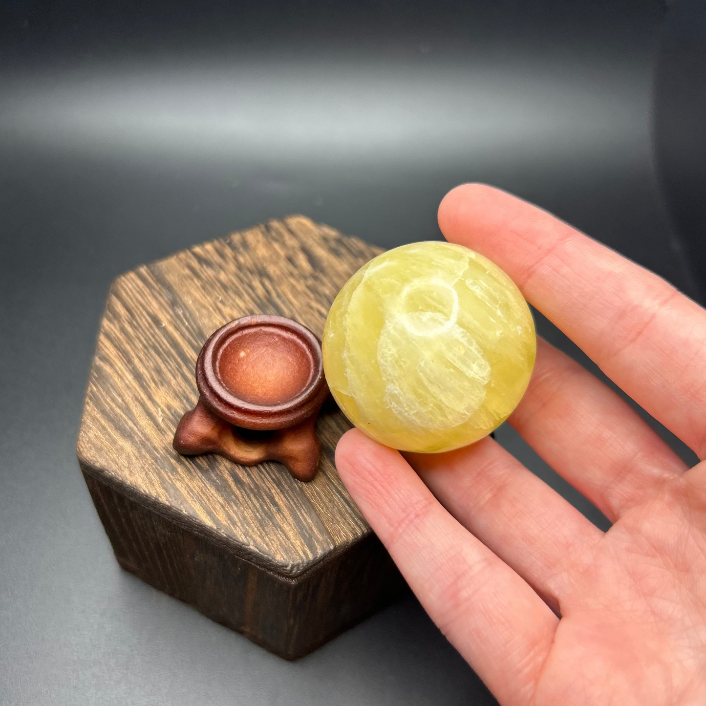 Small Yellow Lemon Quartz Sphere (With Stand)