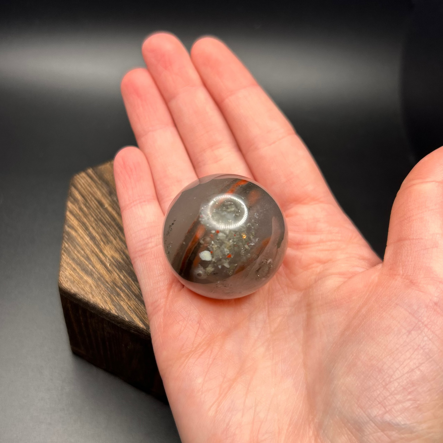 African Bloodstone Mini Sphere (With Stand)