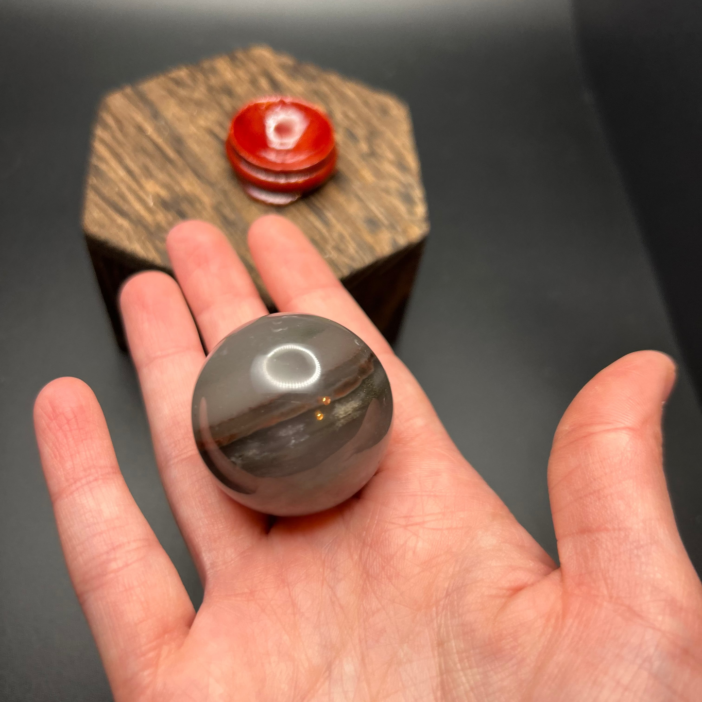 African Bloodstone Mini Sphere (With Stand)