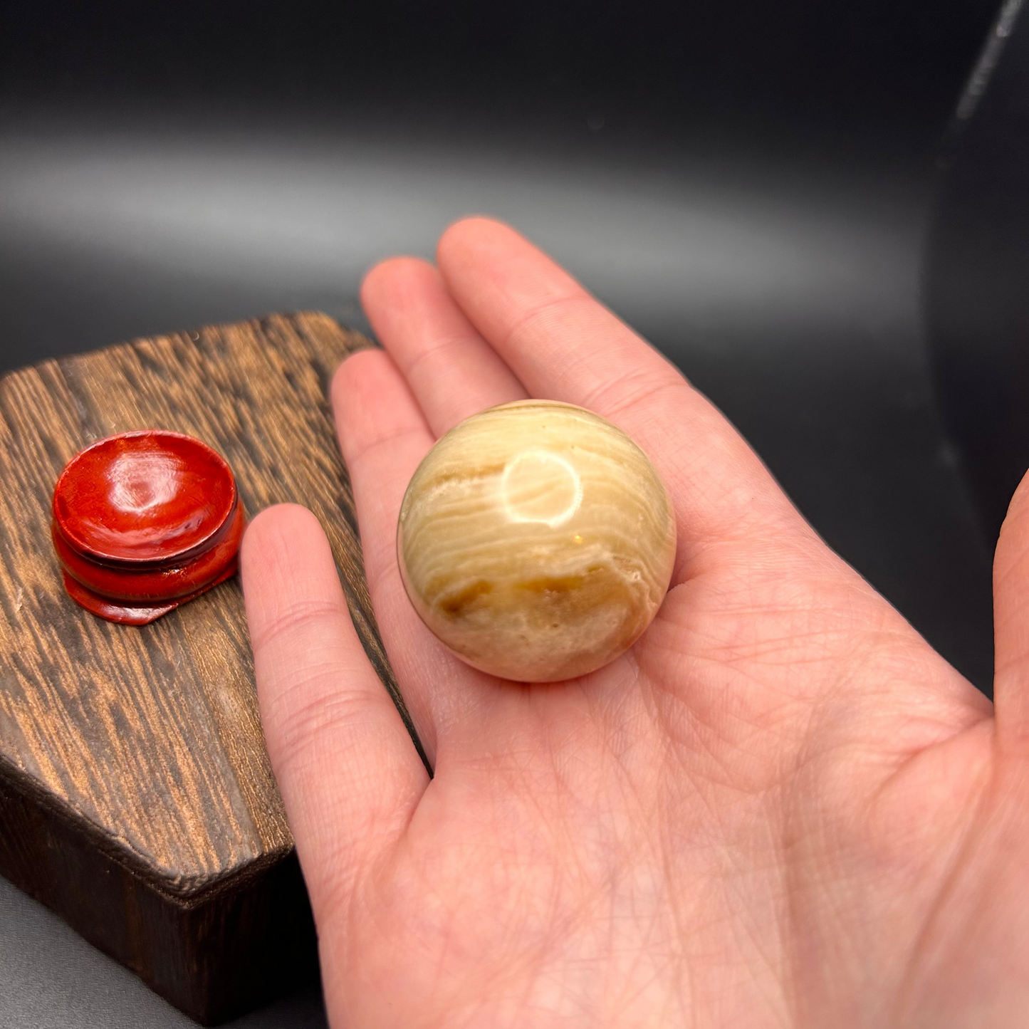 Mini Chocolate Calcite Sphere (With Mini Sphere Stand)