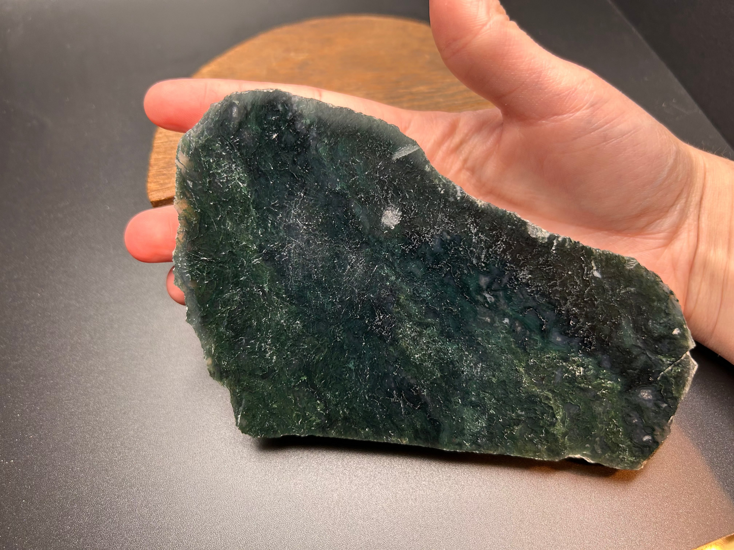 LARGE Dark Moss Agate Slab Specimen (Slight Imperfections)