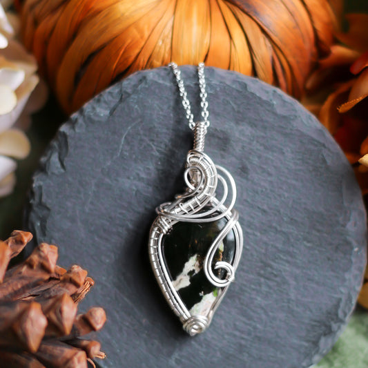 RARE Chrome Chalcedony & Genuine Sterling Silver Necklace