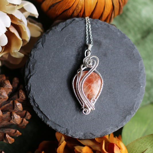 SPECIAL Sunstone & Genuine Sterling Silver Statement Necklace