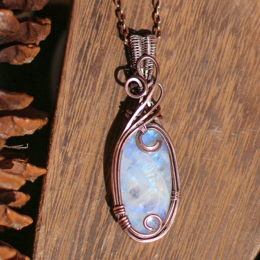 Moonstone & Aged Copper Necklace