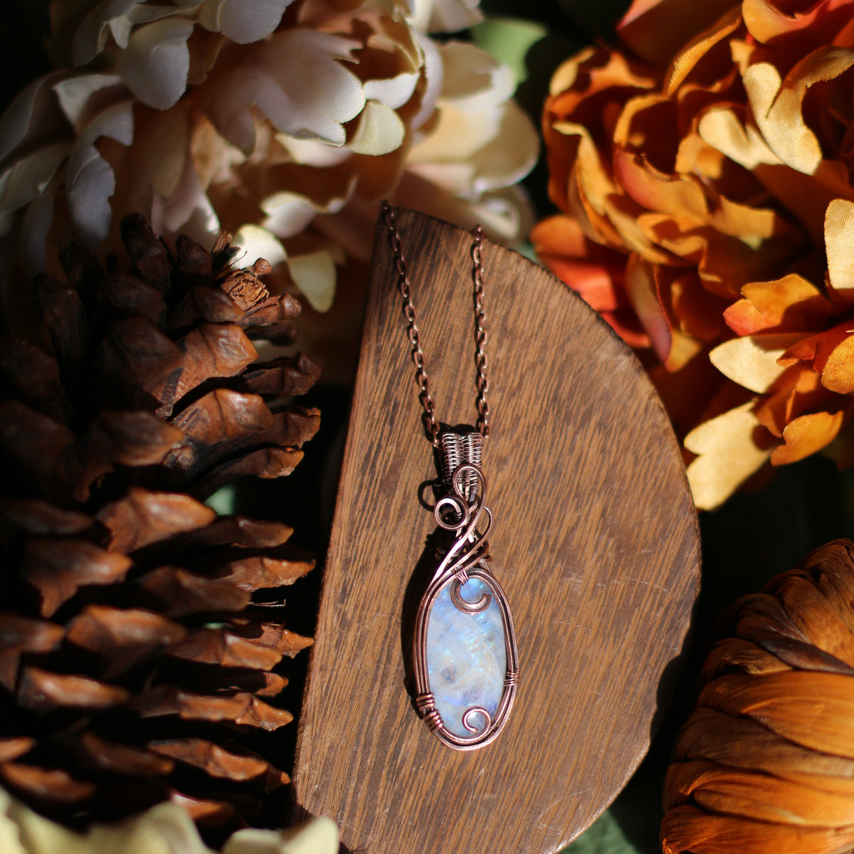 Moonstone & Aged Copper Necklace