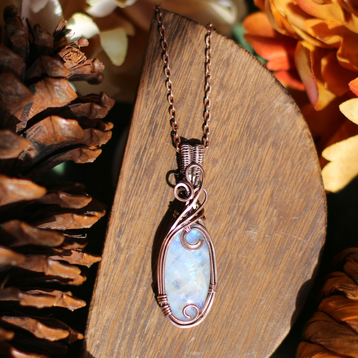 Moonstone & Aged Copper Necklace