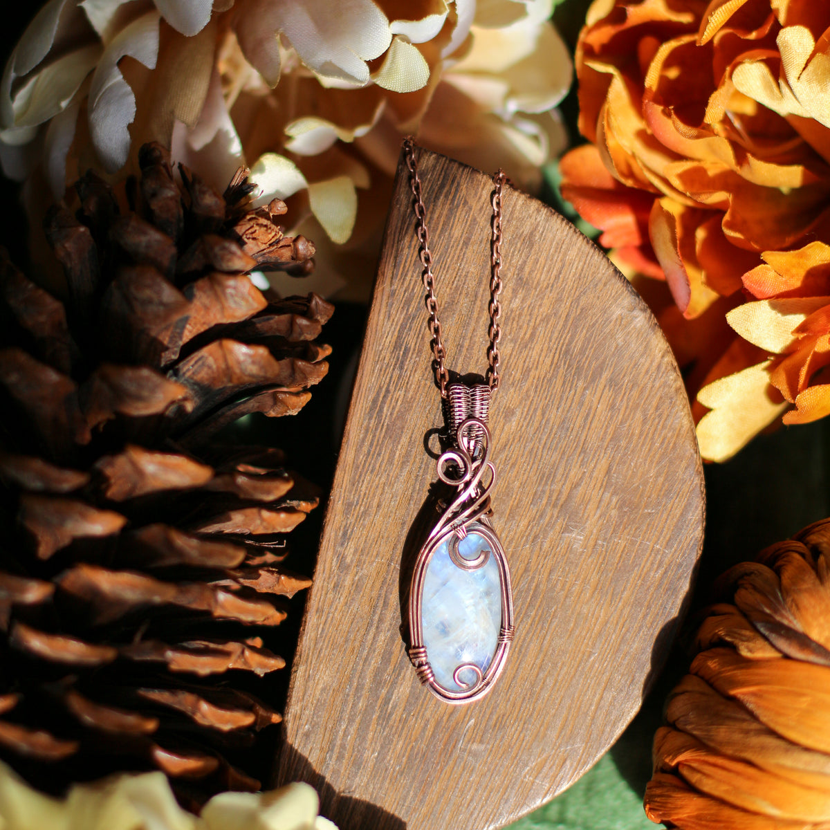 Moonstone & Aged Copper Necklace