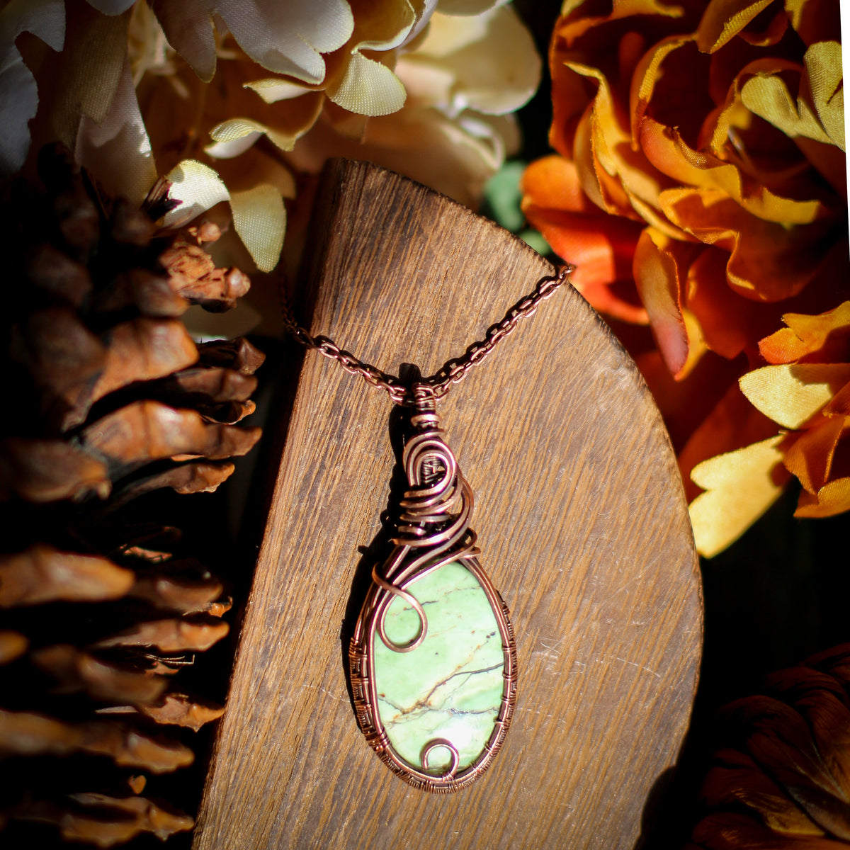 Chrome Chalcedony & Aged Copper Statement Necklace