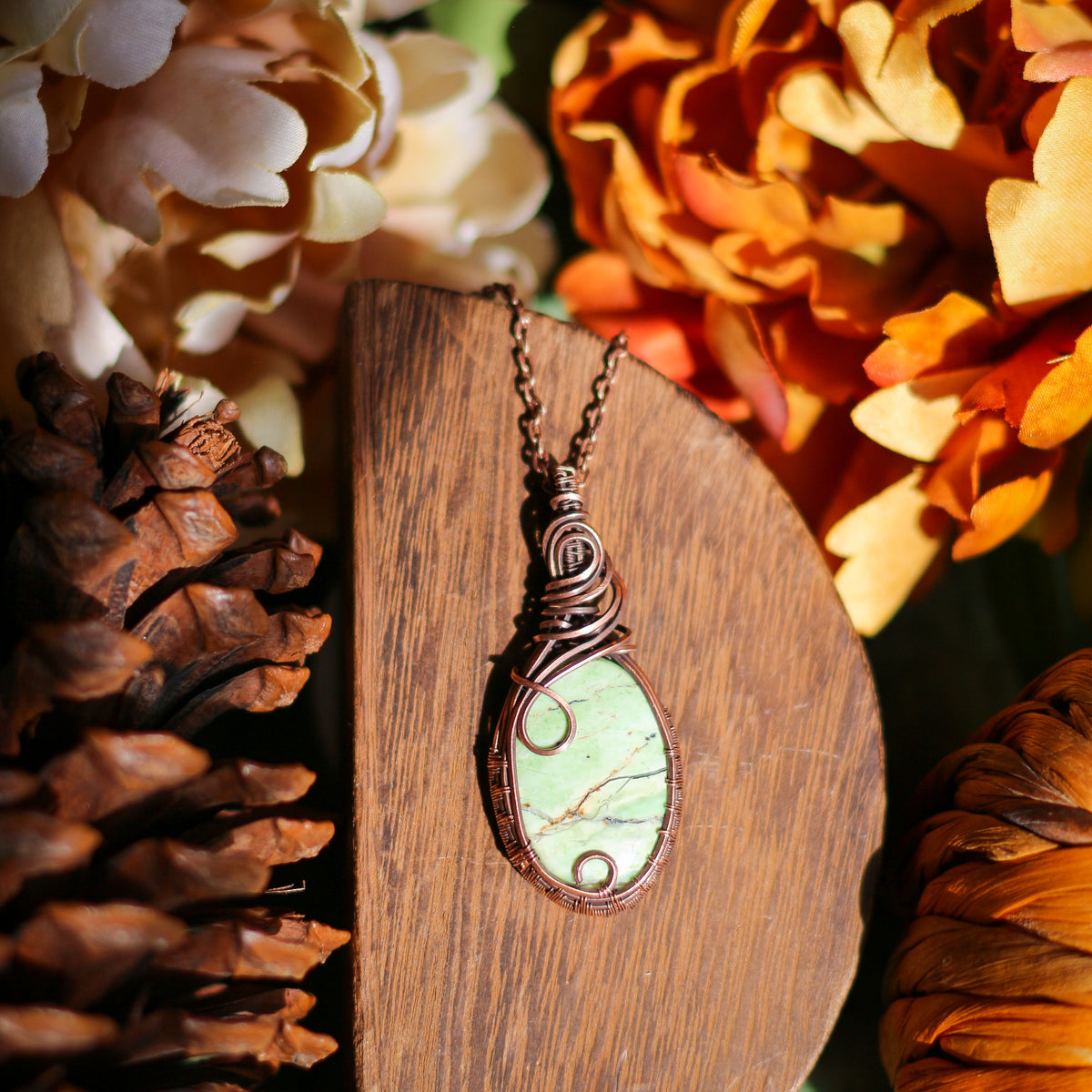 Chrome Chalcedony & Aged Copper Statement Necklace