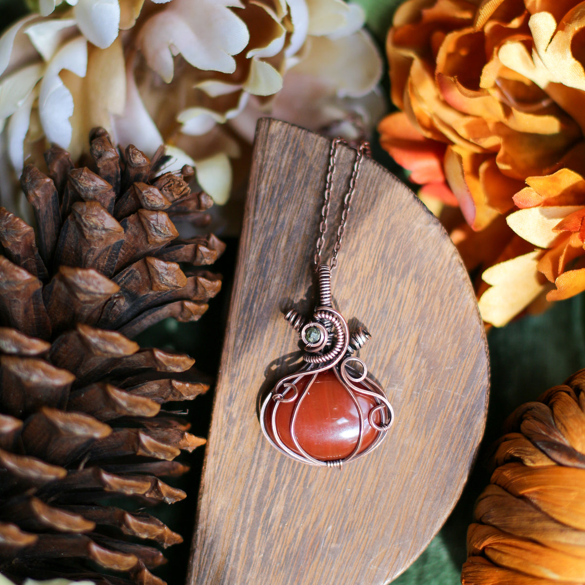 SPECIAL Carnelian Pumpkin Necklace (Aged Copper) - Type 2