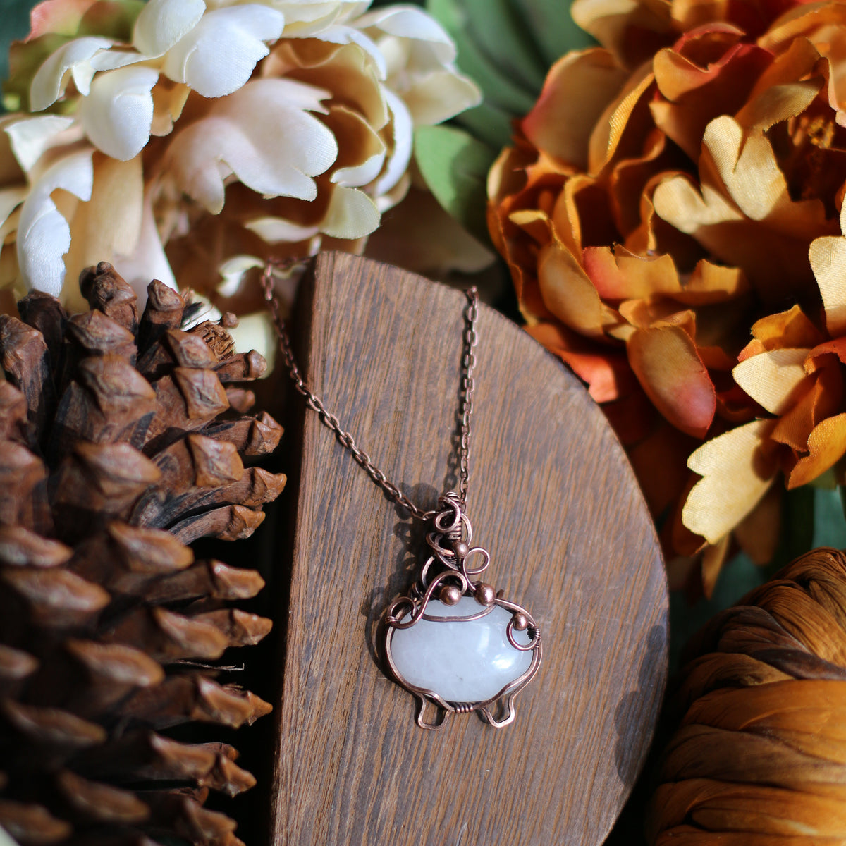SPECIAL Quartz Witch Bubble Cauldron Necklace (Aged Copper)