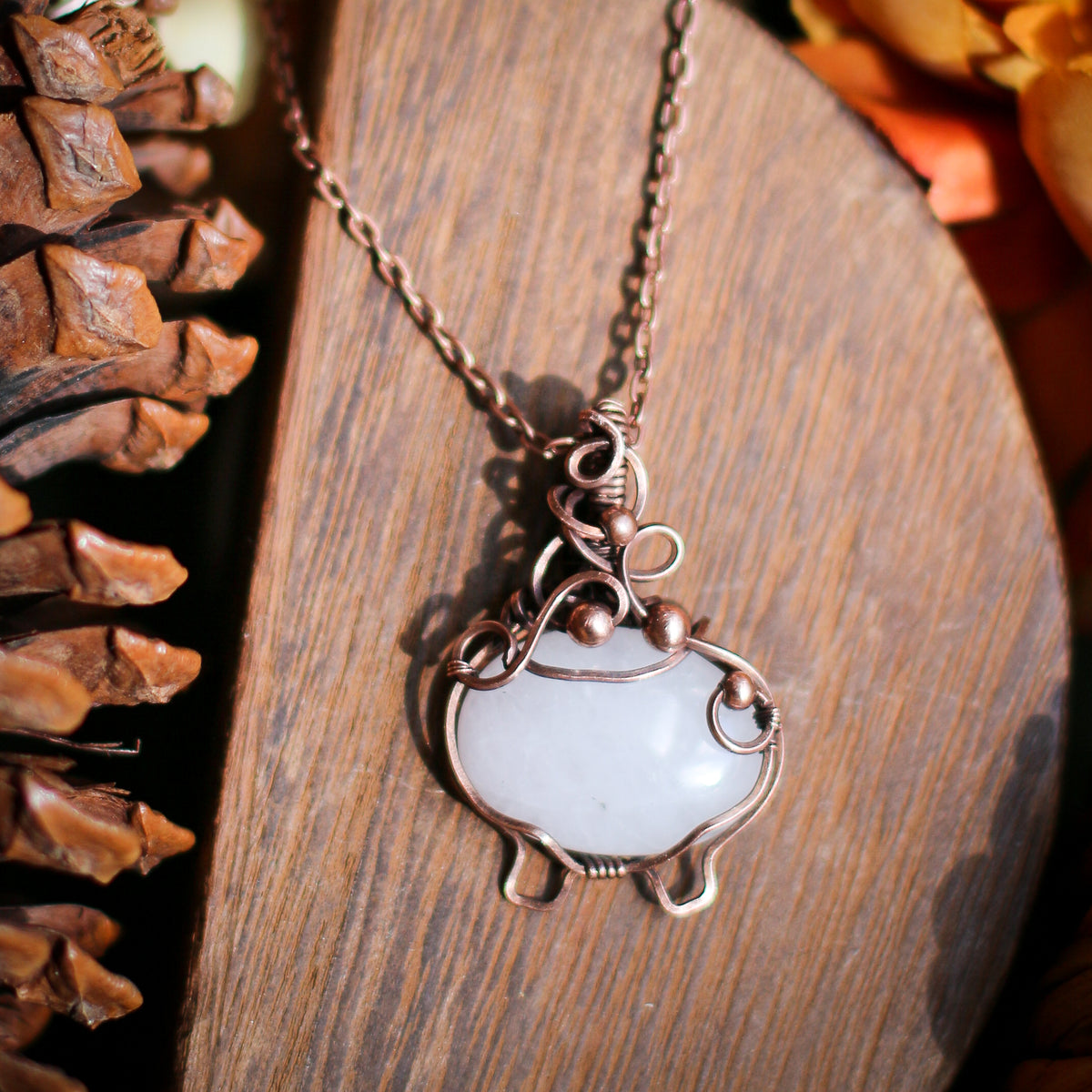 SPECIAL Quartz Witch Bubble Cauldron Necklace (Aged Copper)