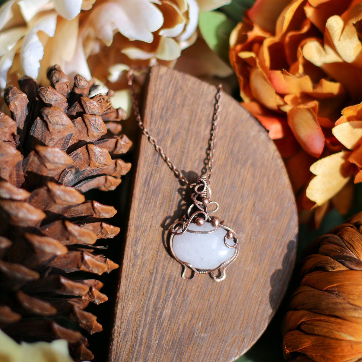SPECIAL Quartz Witch Bubble Cauldron Necklace (Aged Copper)