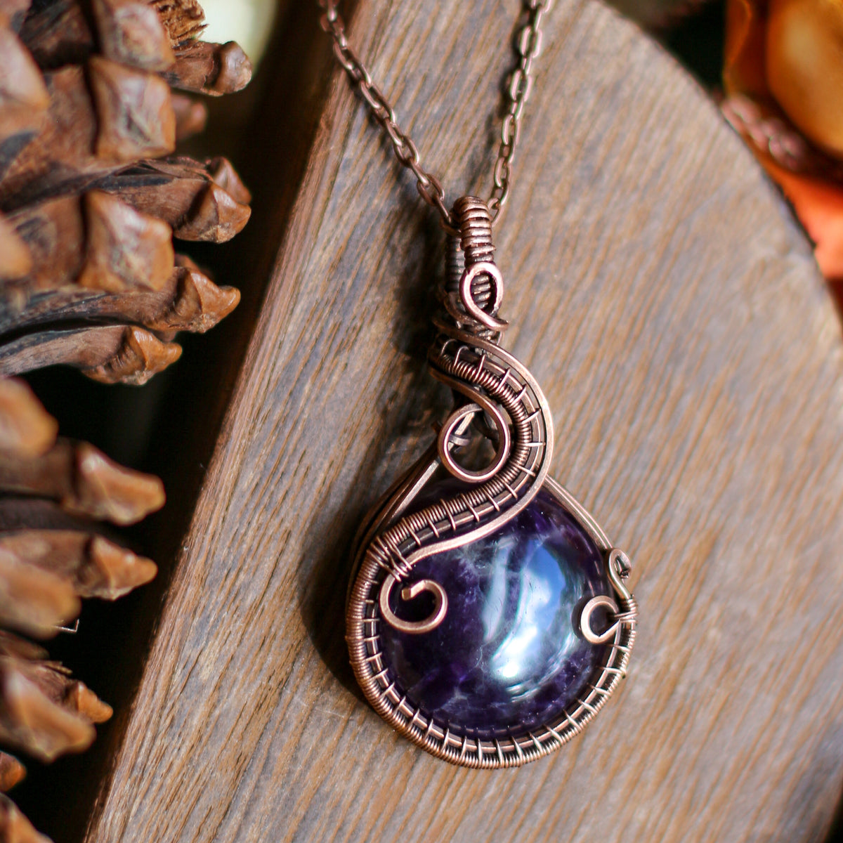 Amethyst & Aged Copper Statement Necklace