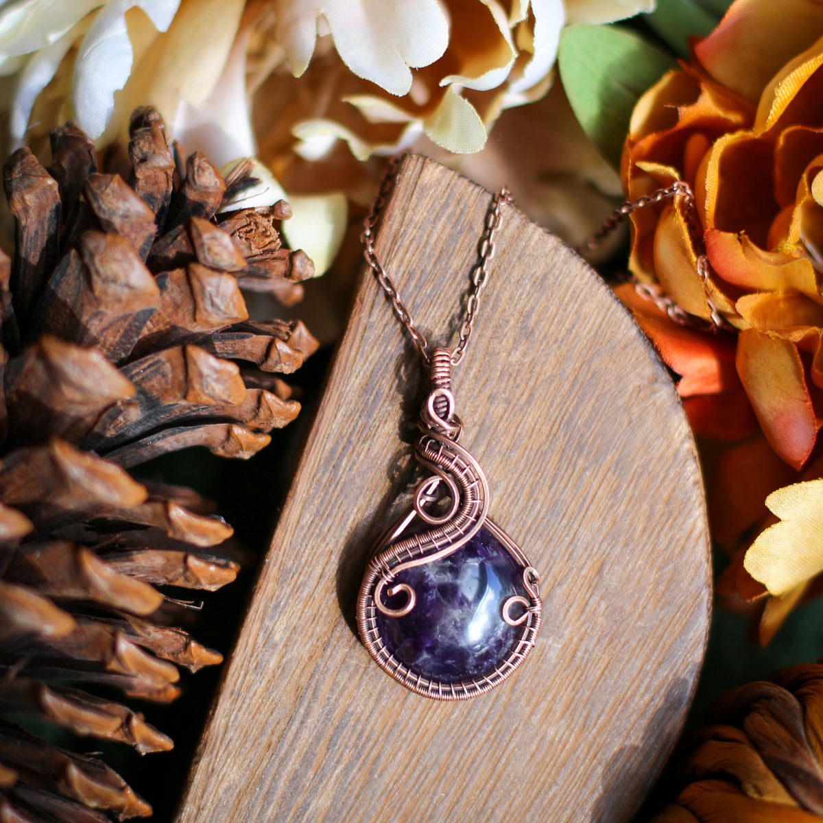 Amethyst & Aged Copper Statement Necklace