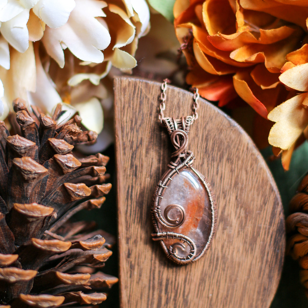 Large Zuby Quartz & Aged Copper Statement Necklace