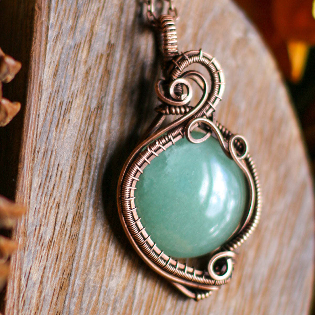 Green Aventurine & Aged Copper Statement Necklace