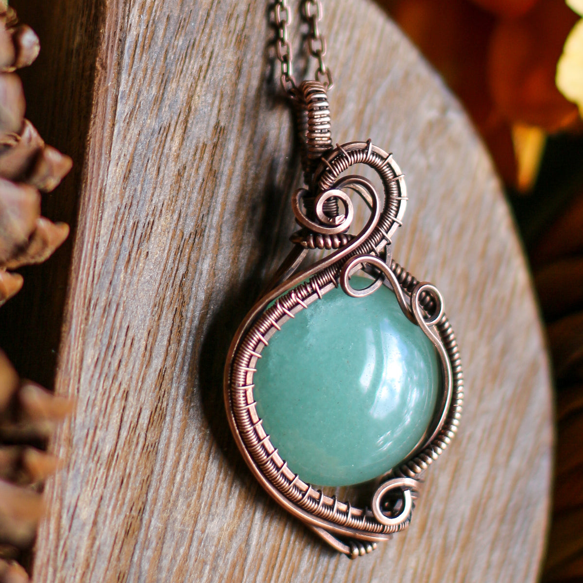 Green Aventurine & Aged Copper Statement Necklace