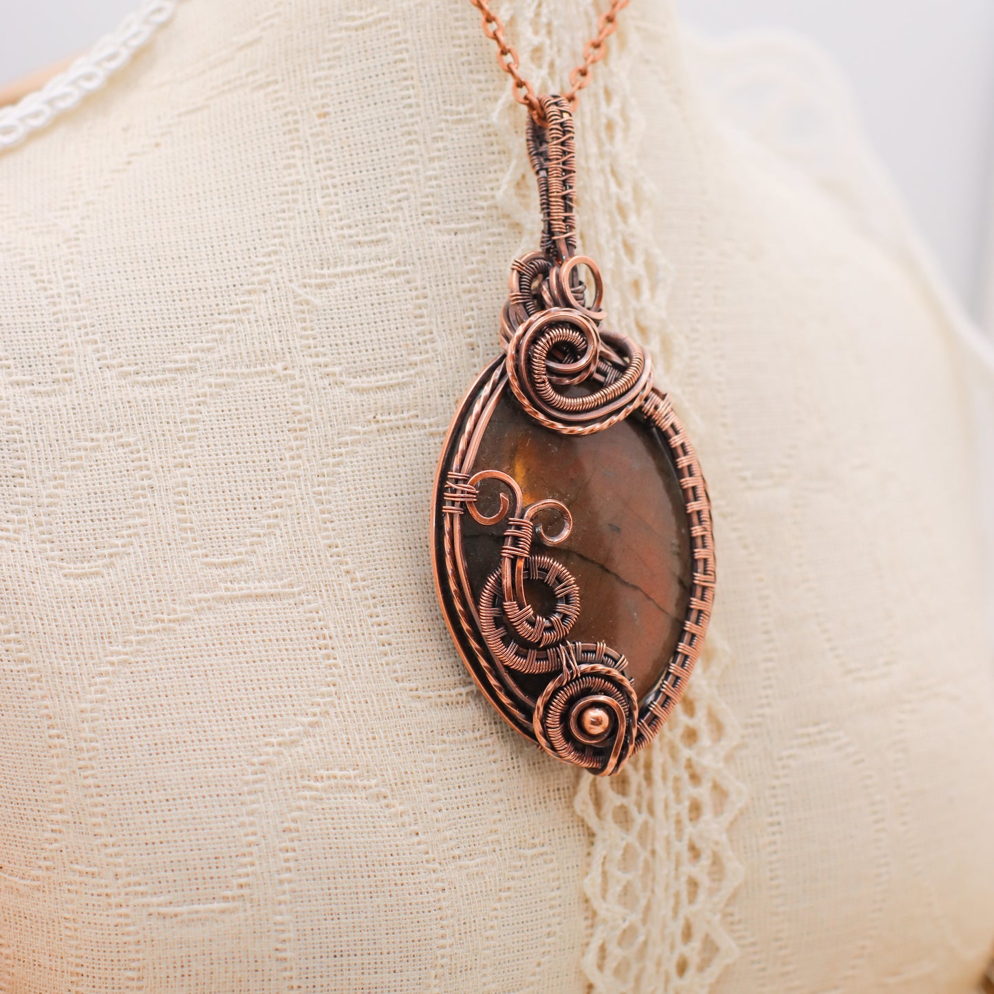 RARE Sunset Labradorite & Aged Copper Necklace